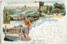 Litho-AK Gruss aus POTSDAM mit Wilhemsplatz, ...