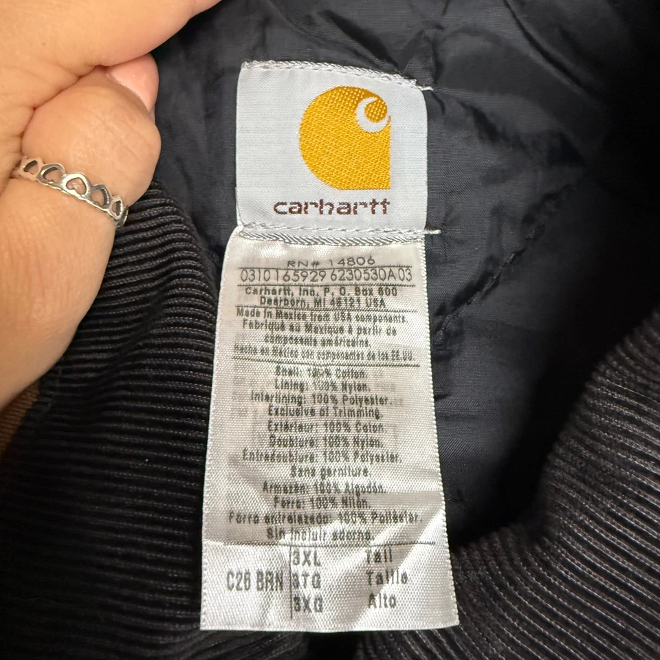 Carhartt 3XL Tall C28 Brown Duck Work Jacket Quilt Lined Heavy Canvas Coat LOGOS - Image 4 of 4