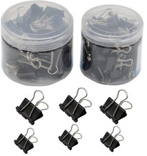 100 Pcs Black Small Binder Clips 2 Size Paper Clamps for Office Work School a...
