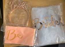 New Hen Party Pack..Rose  Gold.. Head Band , Sash,& Veil