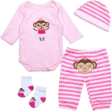 Reborn Baby Doll Clothes for 20- 22 inch Girl Pink Monkey Outfit... 