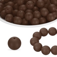 160Pcs Silicone Beads 12mm Round Rubber Focal Beads Bulk Chocolate Brown