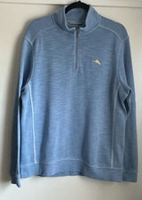 TOMMY BAHAMA MEN  s TOBAGO BAY 1/2 ZIP BLUE SWEATER, SIZE M NWOT 
