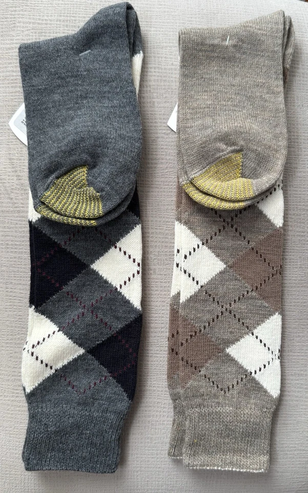 NOS Vintage 20” Gold Toe Socks Womens 9-11 Acrylic Nylon Knee High Argyle 2 Pair - Image 4 of 4