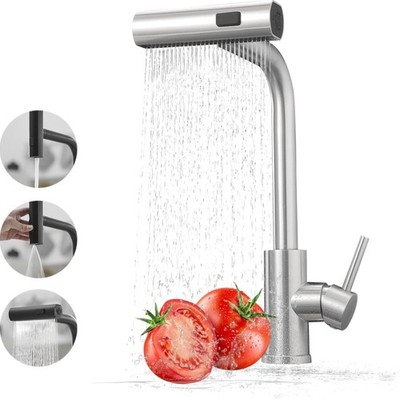 Joom Wasserfall Küchenarmatur mit 360° Dreh, Herunterziehbarer Brause & Edels...