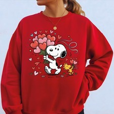 Snoopy Woodstock Valentine Sweatshirt, Love Heart Bouquet, Cute Peanuts Cartoon