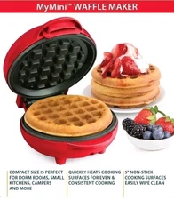 MyMini Personal Electric Waffle Maker Iron, Red My Mini MWF5RD