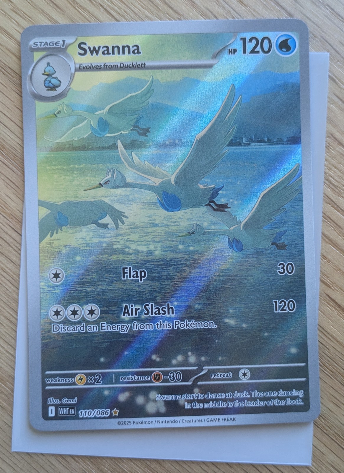 Swanna 110/086 White Flare HP Full Art Rare Holo Pokémon Card NM