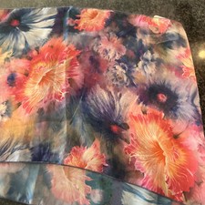 NWT NOS Vintage Mademoiselle Oblong Scarf Pink Blue Flower 55 X 12.5