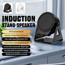Wireless Induction Speaker, 5 in 1 Bluetooth Speaker Phone Stand with RGB Light