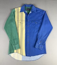 VINTAGE Wrangler Brushpopper Striped Western Shirt Size Medium Rockabilly Cowboy
