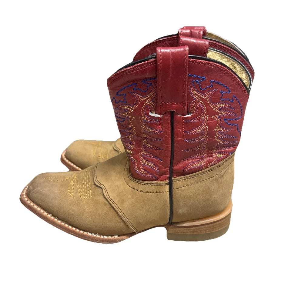 Justin Boys Canter Western Botas Cuero Real Talla 10.5 Niños Foto 4 de 4