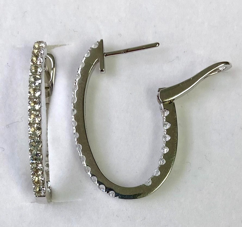 QVC 1.50cttw White Topaz Gemstone Sterling Silver Inside Out Hoop Earrings