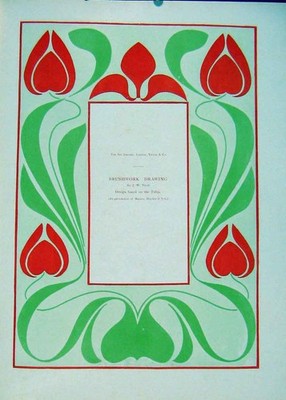 Original alter antiker Druck Pinselzeichnung Tulpe von Nicol Color um 1906 20.
