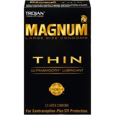 Trojan Magnum Thin Large Condoms - 12 Condoms Exp: 10/2026