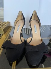 Oscar de la Renta Black Satin Pumps 39.5