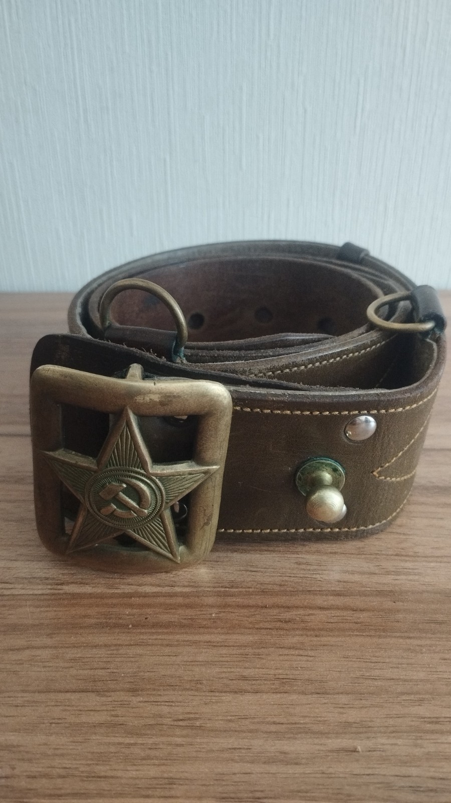 Soviet RKKA Officer Leather Belt M1935 USSR Original 109cm Rare — image 6