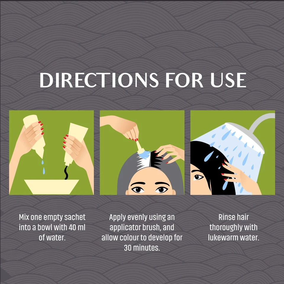 Color de cabello Vatika Henna negro rico 100 % libre de amonia (6 sobres x 10 g) Foto 3 de 4