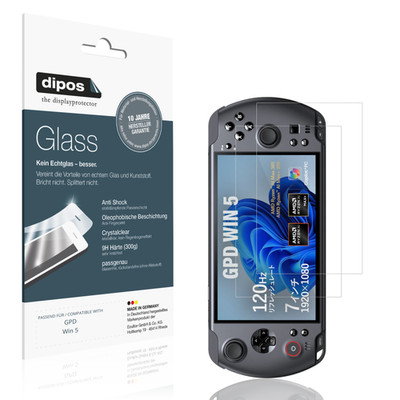 2x Schutzfolie für GPD Win 5 - Anti-Shock 9H Folie dipos Glass Kunststoffglas