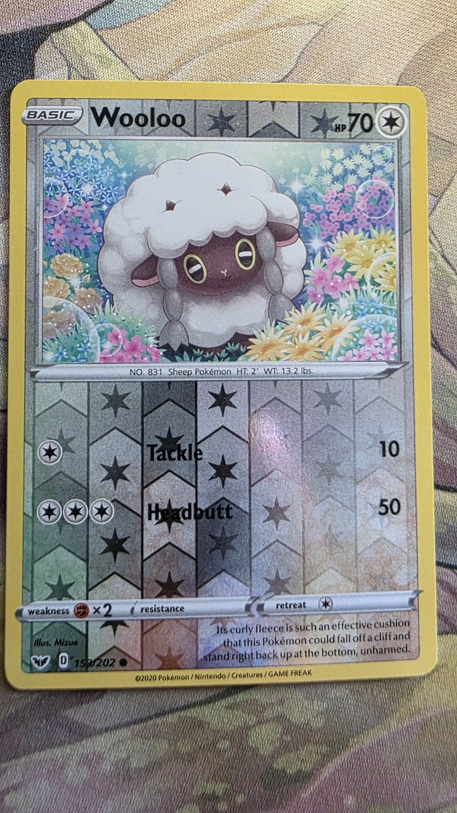 WOOLOO REVERSE HOLO Sword & Shield Base Set 153/202 Pokemon TCG NM