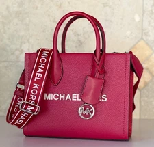 Michael Kors Mirella Small Shopper Tote Satchel Shoulder Bag Dark Raspberry