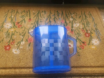 HTF Pampered Chef Quick Stir Pitcher 1 Gallon Clear Blue Checkerboard Design EUC
