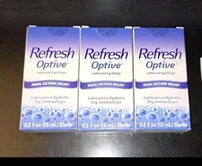 REFRESH OPTIVE 0.5oz (15mL x 3 Bottles) Lubricant Eye Drops [Exp: 08/2026+]