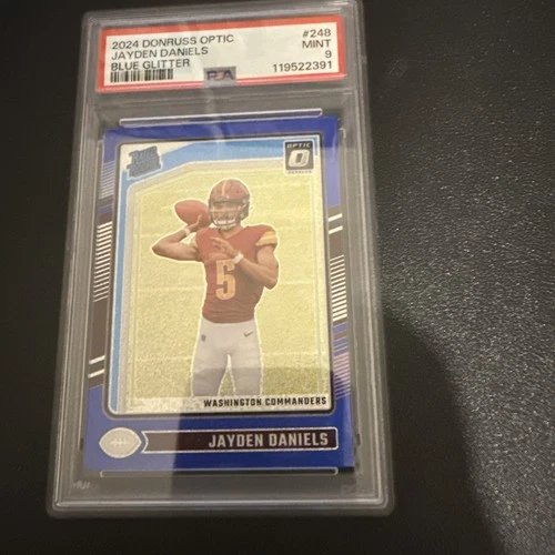 2024 Panini Donruss Optic Rated Rookie Jayden Daniels Blue Glitter PSA 9
