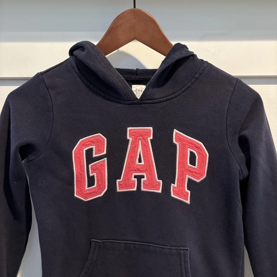 GAP Niños Sudadera con Capucha Juvenil Mediana 8 Azul Marino Galaxy Logo Pullover Sudadera Polar Foto 3 de 4