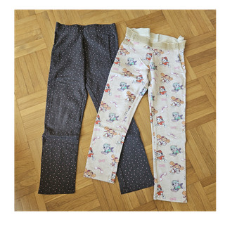 H&M Leggings 2er Set Mädchen Gr. 122 Baumwolle Stretch Punkte blau/multicol