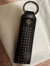 JIMMY CHOO Studded Black Leather Keychain