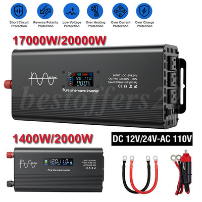 Pure Sine Wave Power Inverter 1400W 2000W 17000W 20000W DC 12V to 110V Converter