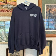 Vintage US Navy Sweatshirt Mens Hoodie Reflective Soffe Made In USA Size Medium