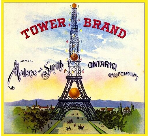 Ontario Eiffel Tower Paris France Orange Citrus Fruit Crate Ontario Eiffel Tower Paris France Orange Citrus Fruit Crate