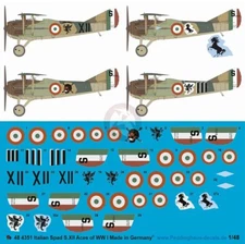 Peddinghaus 1/48 SPAD S.XIII Biplane Markings WWI Italian Aces (4 planes) 4351