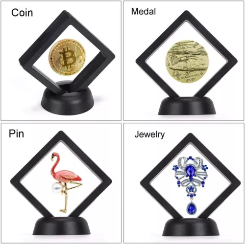 20 Stck. 3D Schwimmende Münze Vitrine Box Rahmen Ständer Halter für Schmuck Proben - Bild 8 von 9