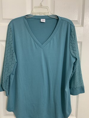 Xieerduo Womans Pullover Blouse/Shirt/Top/Tunic Size XXL Light Teal Blue