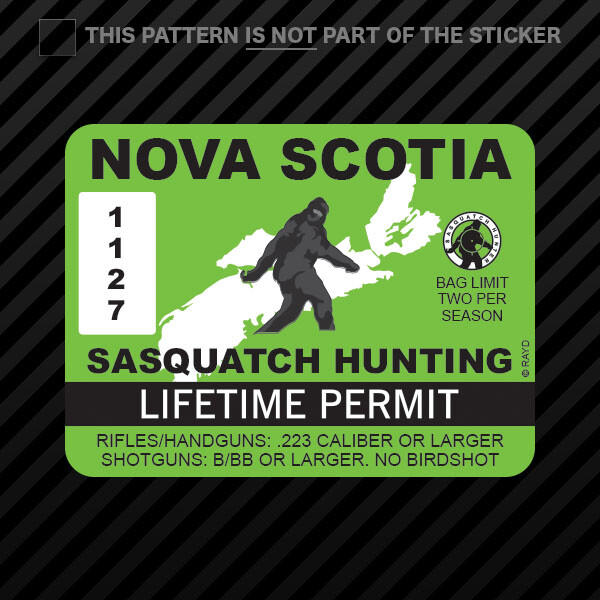 Nova Scotia Sasquatch Hunting Permit Sticker Vinyl Bigfoot Canada ns eBay