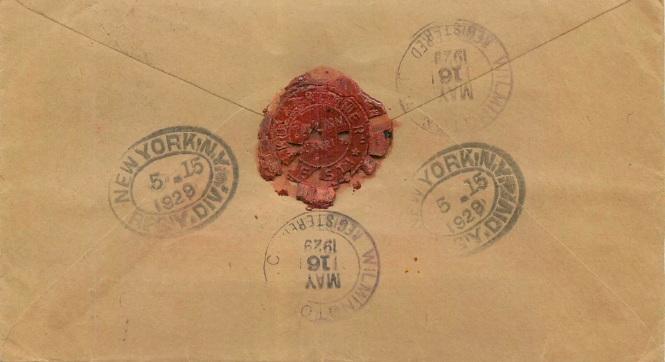 Estonia Eesti, 1929, Foreign Registered Cover Tallin to USA wax seal Very Scarce - Image 2 of 2