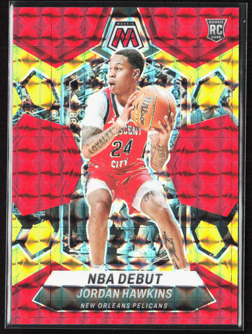 2023-24 Mosaic Jordan Hawkins Choice Red Yellow Fusion Prizm Rookie Debut /75