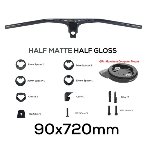 -20° Manillar Integrado de Fibra de Carbono Completa Bicicleta MTB 70/80/90/100mm*680-740mm - Imagen 18 de 44