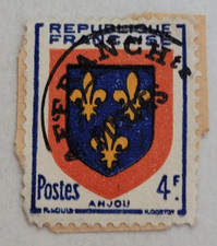 Republique de Francaise Postes ~ Coat Of Arms ~ 4F Stamp ~ Cancelled ~ c.1950