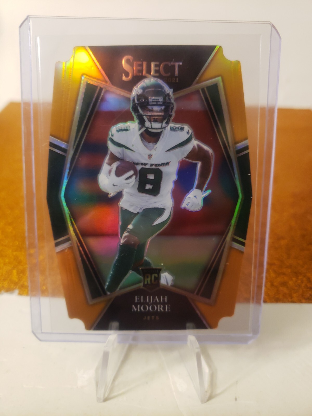 2021 Panini Select Elijah Moore Rookie Card RC 156 Orange Die-Cut Prizm/249 Jets