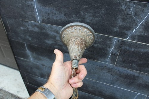 Antique Lincoln Art Deco Slip Shade Ceiling Light Fixture Chandelier Fleur Lys - Picture 10 of 16