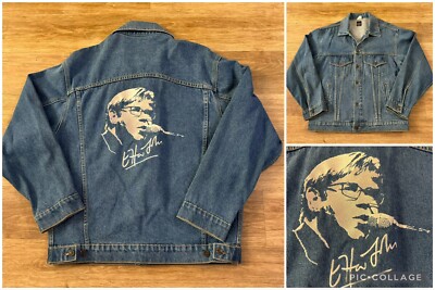 Vtg 1999 An Evening With Elton John Embroidered Sz Medium Denim Jacket PolyGram