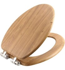 Elongated Molded Wood Toilet Seat with Quietly Close Digital Thermometer