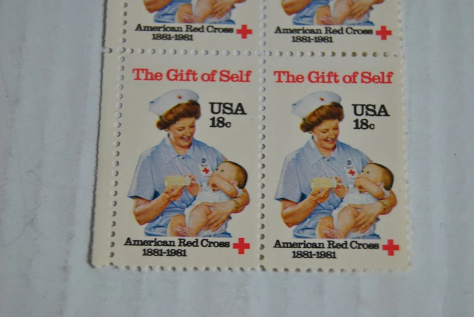 The Gift of Self American Red Cross 18c Plate Block of Four Scott 1910 - Image 3 of 4