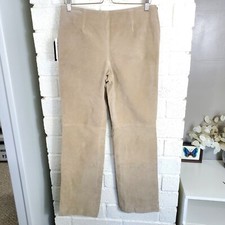 Clio Suede Leather Pants Women's Size 8 Camel Tan Side Zipper Tags New Old Stock