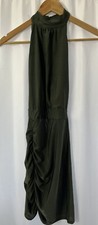 Khaki Green High Neck Sleeveless Knee Length Dress Size 6