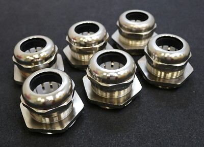 REXEL 6 Stück Kabelverschraubung M63x1,5 für Ø 26-35mm Messing vernickelt